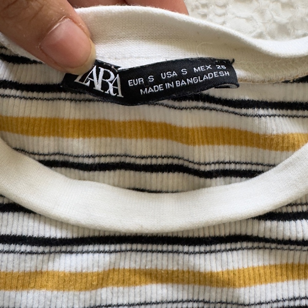 Zara Striped Short Sleeve cotton Top - Picture 3 of 4